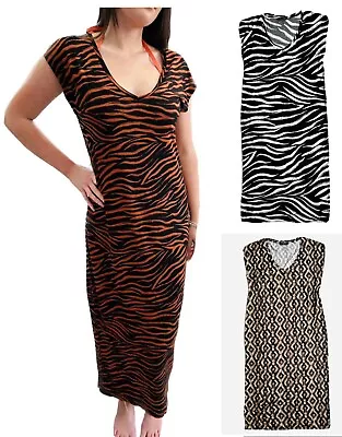 £9.95 • Buy Ladies Ex M*S Kaftan Long Beach Throw Cover Up Summer Holiday Animal Maxi NEW