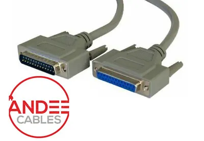 Parallel Printer Cable RS232 Extension Lead Male To Female DB25 25 Pin Serial  • £7.69