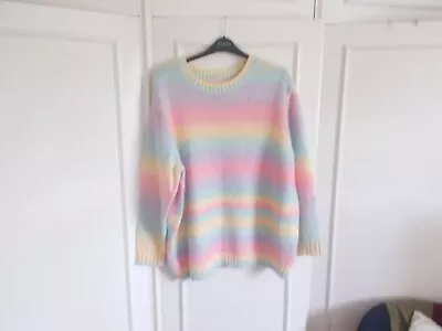 Ladies 'Rainbow' Jumper Pastel Stripes. Size 24. Never Worn. • £5