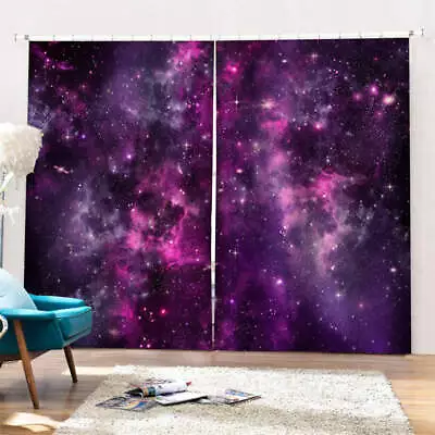 Shining  Amazing  Purple Milky Way Printing 3D Blockout Curtains Fabric Window • $89.75