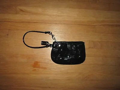 44509 COACH Special Occasion Black Sequined Sequin Wristlet Wallet Coin Purse • $20.95