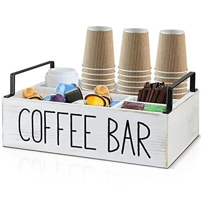 Coffee Station Organizer Wooden Coffee Bar Accessories Organ • £33