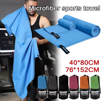 Microfibre Towel Travel Large Bath Camping Sports Beach Gym Yoga Quick Dry Towel • $14.23