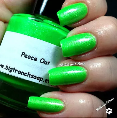 Neon Green Nail Polish - Fluorescent -PEACE OUT - UV Reactive - FREE SHIPPING • $14.50