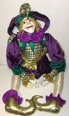 Life Size Jester Doll   Show Stoppers   Mardi Gras Harlequin - 54” - Porcelain • $199.99