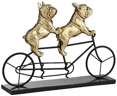 $59.99 • Buy Bulldogs On Bicycle 15 3/4  Wide Gold Sculpture