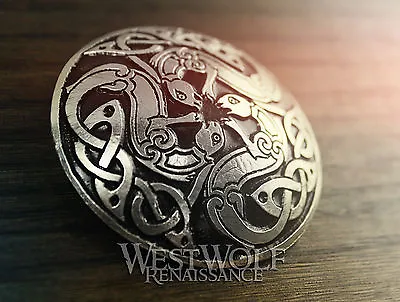 Celtic Sea Otter Brooch -- Viking/Greek/Pirate/Medieval/Silver/Coat/Cloak Pin • $34.95