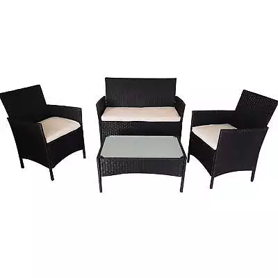 Elora 4pc Lounge Dining Set Outdoor Furniture Rattan Wicker Chair Table Garden P • $219.99