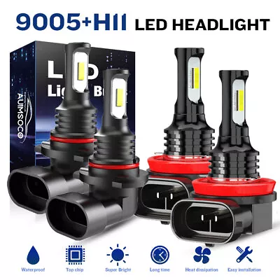 4x LED Headlights Bulbs Conversion Kit 9005 H11 High Low Beam 6000K Super White • $28.99