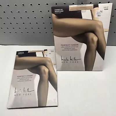 New Nicole Miller Perfect Sheer Pantyhose Ultra Comfort Control Top Nude EF X2 • $15.80