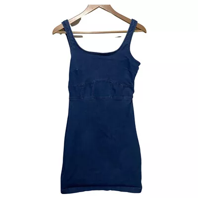 Vintage Y2K Denim Bodycon Dress Medium Sleeveless 90s  Tank Dress • £14.48