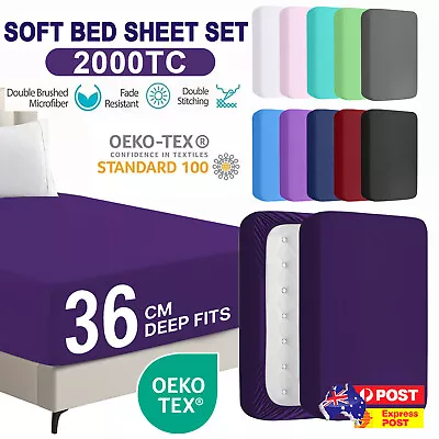 2000TC Extra Deep Fitted Sheet Ultra Soft Double/Queen/King Bed Size Sheet Cover • $1.29