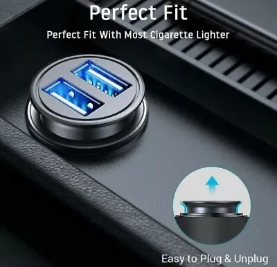 Car Charger 3.1A Twin Port LED USB Alloy Universal Fast Charging Samsung IPhone • £6.99