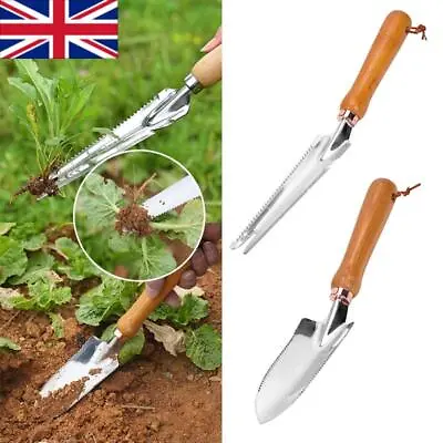 Weeder Wooden Handle Garden Shovel Planting Weeding Hand Stainless Steel Tool UK • £7.32