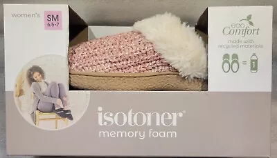 Isotoner Sparkle Evening Sand Pink Women 6.5-7 Memory Foam Slippers NEW IN BOX • $20