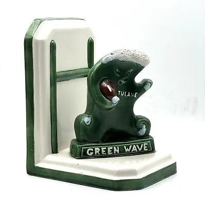 Vintage Tulane Green Wave Angry Wave Football Glass Bookend Albert Hartman 1974 • $99.95