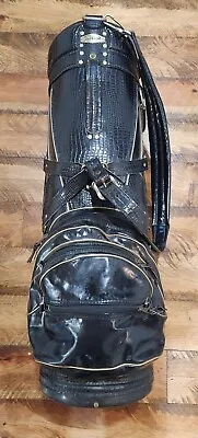 Vintage Titleist Golf Bag (Faux) Alligator Leather Trim All Black  • $199