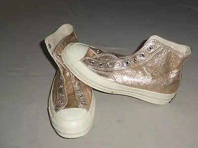 Hi Top Chuck All Star Converse Sneaker 561730c Womans Gold Metallic Size 8.5 • $49.99