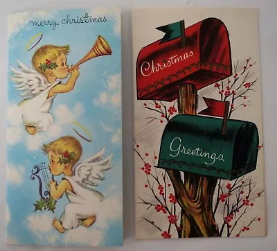 Vintage Mid Century Christmas Card 1950s 1960s Angels Musical Mail Boxes Lot 2 • $10.97