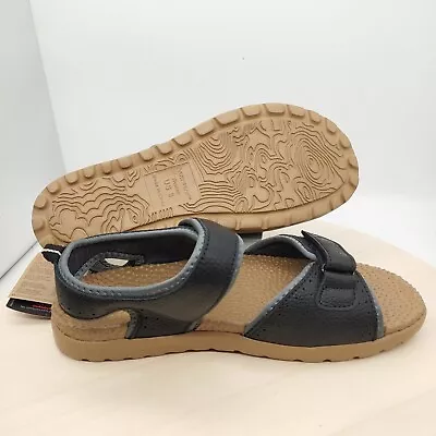 Acorn Womens Sandals Genuine Leather Black Tan Hook And Loop Closure Size 8 • $14.95