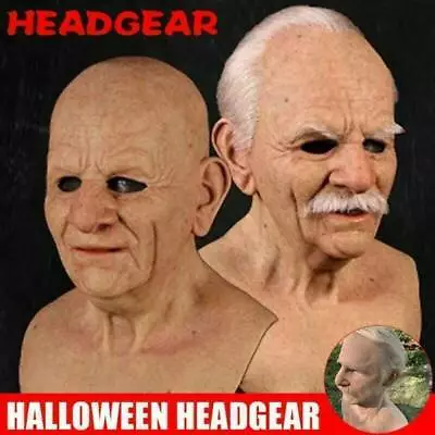 Silicone Halloween Realistic Old Man Full Head Mask Cosplay Headgears Masquerade • $30.77