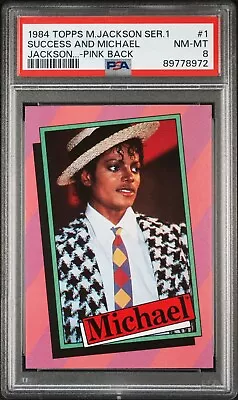 PSA 8 NM/MT MICHAEL JACKSON 1984 Topps Card #1 Series 1 PINK BACK POP 5 • $49.99