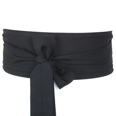 Black Obi Belt Sash Tie - Kimono Yukata Robe Belt - New - Handmade In The UK • £13.25