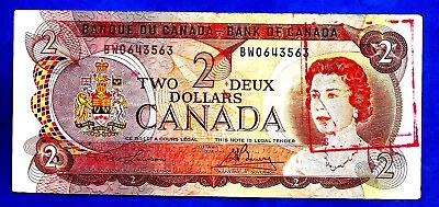 Canada P86a 2 Dollar QEII Bank Of Canada Sign Lawson/Bouey 1974 VF SCARCE • £0.99