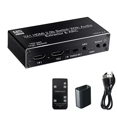 4K 2 In 1 Out HDMI ARC Audio Switcher Selector HDMI Audio Extractor Splitter • $27.99