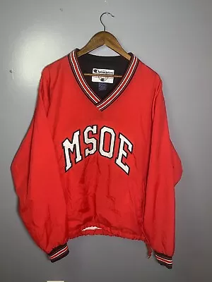 Champion MSOe Milwaukee School Of Engineering V-Neck Pullover Windbreaker Size L • $49.95