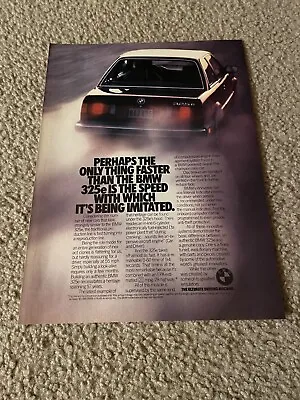 Vintage 1985 BMW 325e Print Ad 1980s  SPEED OF IMITATION  • $6.99