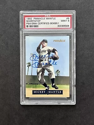 Mickey Mantle Yankees 1992 Pinnacle #9 Auto Autograph PSA 9 Iconic Mick Image • $1499