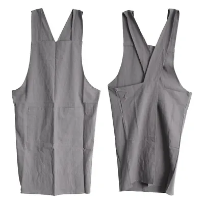 Linen Cross Back Cooking Apron Suitable For Ladies And Men With Pockets6376 • £11.64