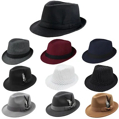 Men's Classic Manhattan Structured Gangster Trilby Fedora Short Brim Panama Hat • $18.59