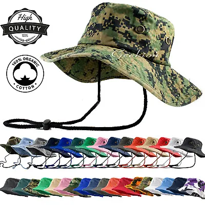 Unisex 100% Cotton Camo Bucket Hat Fishing Camping Safari Boonie Sun Summer  • $9.99