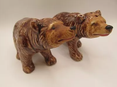 Vintage Victoria Ceramics Bear Full Size Bear Salt & Pepper Shakers Made Japan! • $8.95