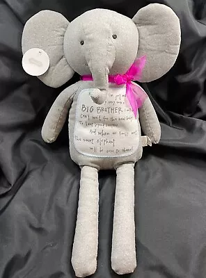 Mud Pie Elephant 20” Plush Big Brother To Be Gift NWT Promotes Sharing • $15.99