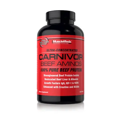 MuscleMeds CARNIVOR BEEF AMINOS 100% Pure Beef Protein 300 Tabs BCAAs • $27.45