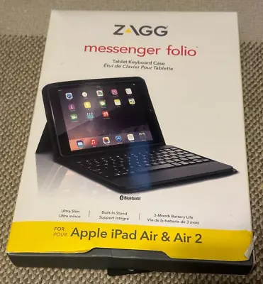 ZAGG Messenger Folio Case Bluetooth Keyboard For Apple IPad Air & Air 2 • $26.50