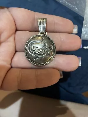 VTG Sterling Silver 925 Circle Lizard Pendant • $30