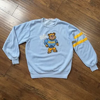 Vintage UCLA Bruins Bear Patch Men’s M Sweatshirt  Light Blue *RARE Nutmeg Mills • $66.75