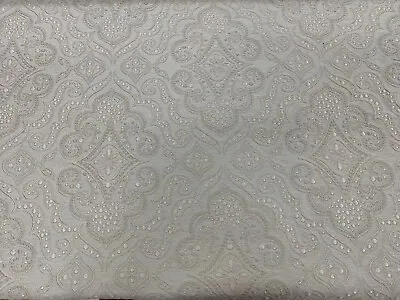 Pantheon  Fabric Material Beige Grey Raised Damask Curtain Blind Cushion Craft • £2.99