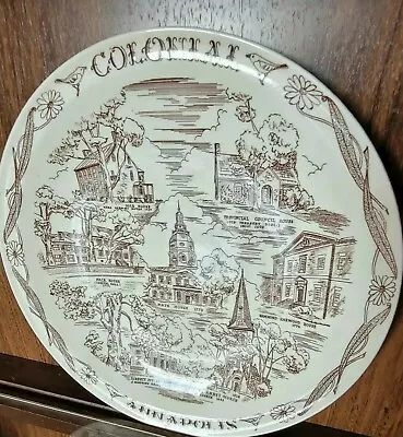 Colonial Annapolis Vernon Kilns Transfer Plate Vtg State Souvenir 1931-1958 • $50