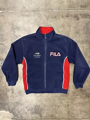 FILA US OPEN 1999 Red/Blue Fleece Sweater Medium Vintage Tennis NYC • $34.99