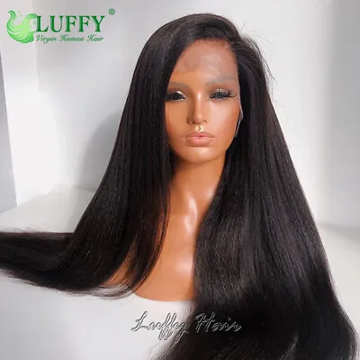 Pre Plucked Indian Human Hair Wig Light Yaki 13*6 Lace Front Wigs With Baby Hair • $119.25