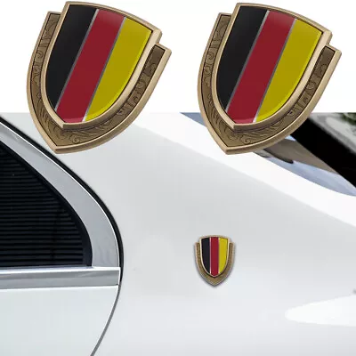 2pc Gold Metal German Germany Flag Car Fender Side Emblems Badges Stickers Decal • $12.91