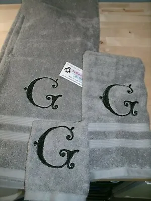 Monogram Victorian Letter Initial Personalized 3 Piece Bath Towel Set Any Color  • $28