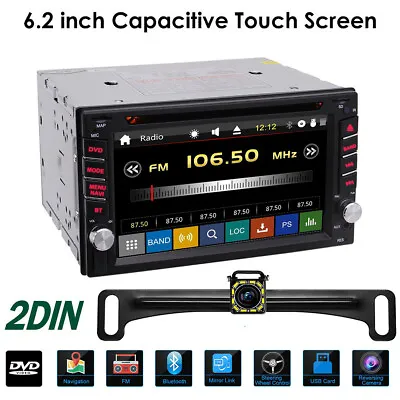 Double 2Din 6.2  Car Stereo DVD Player GPS Navigation With Map Bluetooth Radio • $124.88