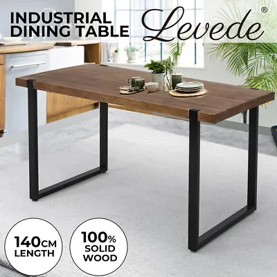 $239.99 • Buy Levede Dining Table Industrial Wooden Metal Kitchen Tables Cafe Restaurant 140cm