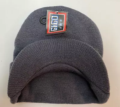 Charcoal Gray Visor Beanie Bill Cuff Knit Cap Hat Ski Skull Winter Unisex • $6.95